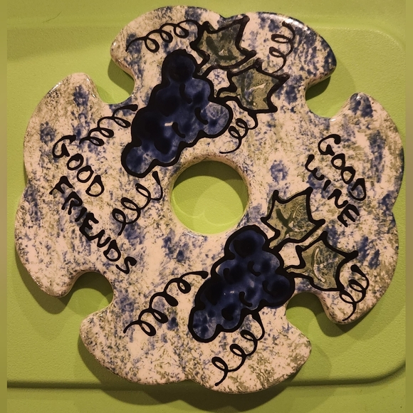 Other - Ceramic wine bottle decoration /4 wine glass holder(wine & glasses not includedl